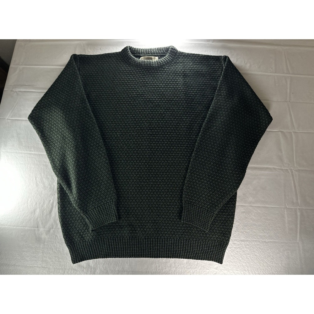 VTG Munsingwear Golf Textured Sweater Mens Medium Green Two-Tone Birdseye Knit